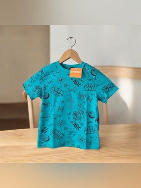 NEW Boys Gymboree Star Wars Blue Kids T-Shirt Size 3T R2-D2 Chewbacca C-3PO